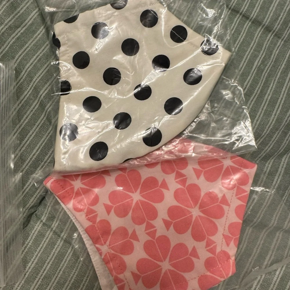 Kate Spade Pink and Black Cloth Face Mask set 2 new